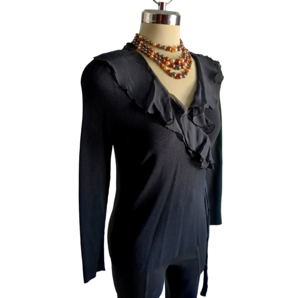 Cable & Gauge  Black Embellished Sweater Size M